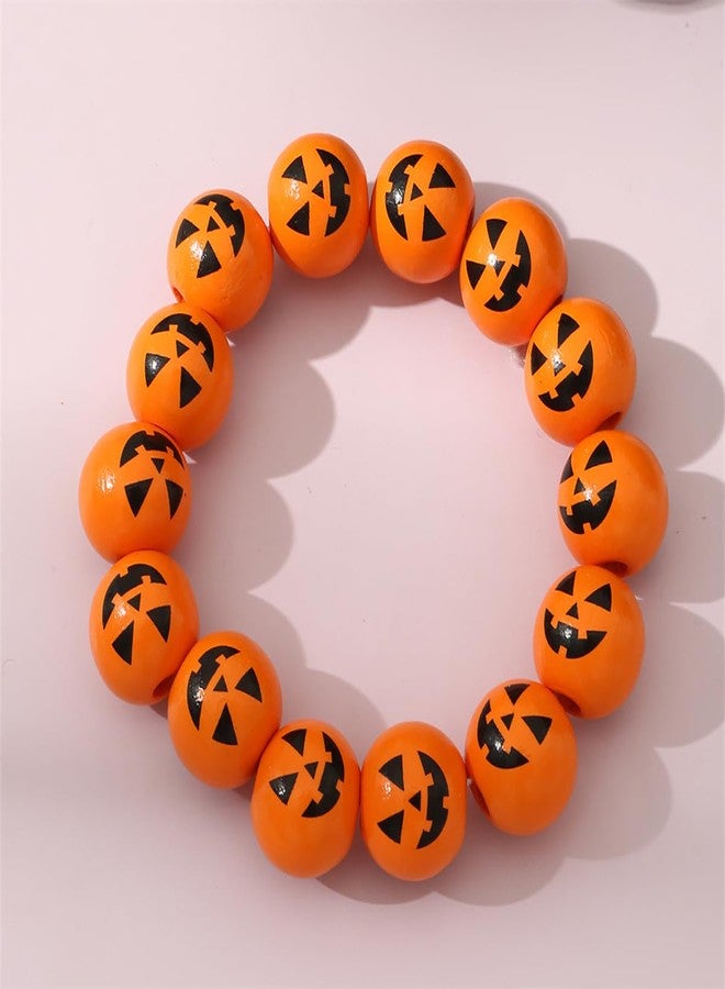Palotay Halloween Pumpkin Beaded Bracelets Cute Halloween Accessory for Cosplay Halloween Stretch Pumpkin Bracelets Halloween Party Costume Jewelry A - Image 3